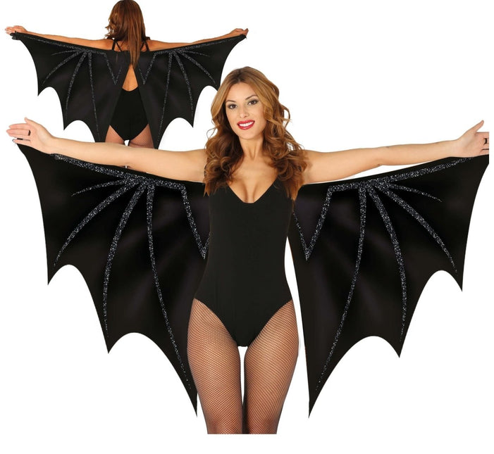 Halloween Vleugels Zwart Vleermuis 1,7m van Fiestas Guirca koop je bij Partywinkel