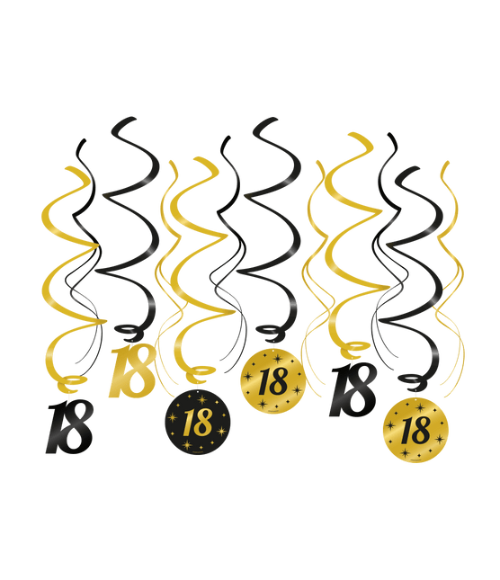 Hangdecoratie 18 Jaar 14cm 12st van Paper Dreams koop je bij Partywinkel