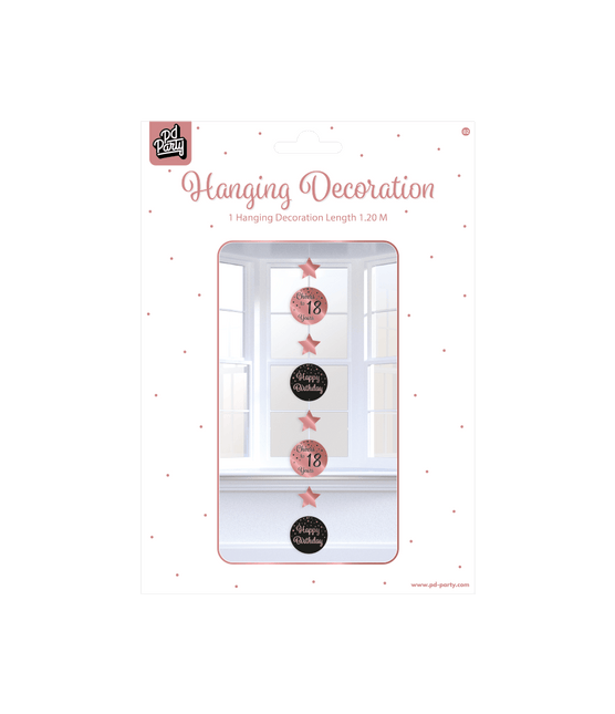 Hangdecoratie 18 Jaar Roze Zwart 20,5cm van Paper Dreams koop je bij Partywinkel