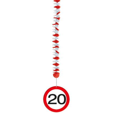 Hangdecoratie 20 Jaar Verkeersbord 75cm 3st van Folat koop je bij Partywinkel