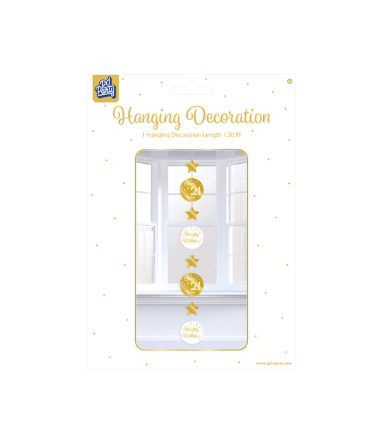 Hangdecoratie 21 Jaar Goud Wit 20,5cm van Paper Dreams koop je bij Partywinkel