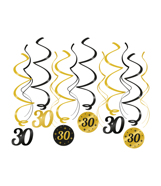 Hangdecoratie 30 Jaar 14cm 12st van Paper Dreams koop je bij Partywinkel