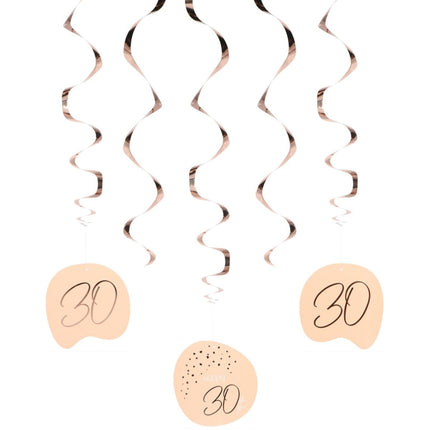 Hangdecoratie 30 Jaar Rose Goud 75cm 5st van Folat koop je bij Partywinkel