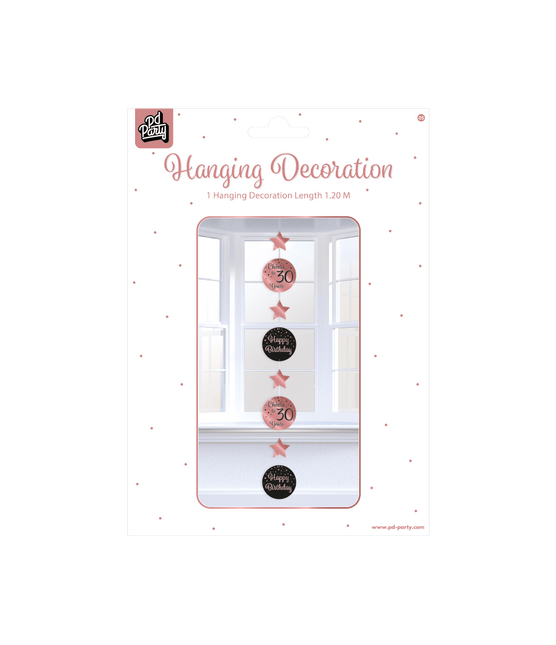 Hangdecoratie 30 Jaar Roze Zwart 20,5cm van Paper Dreams koop je bij Partywinkel