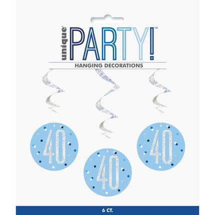 Hangdecoratie 40 Jaar Blauw 81cm 6st van Unique koop je bij Partywinkel