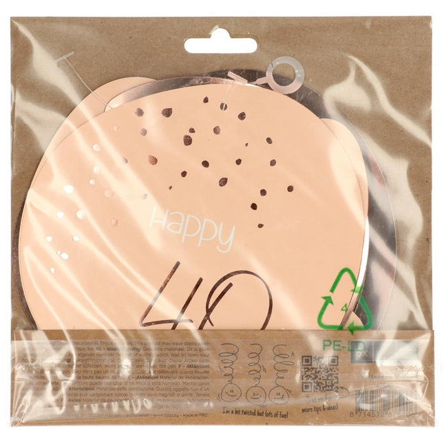 Hangdecoratie 40 Jaar Rose Goud 75cm 5st van Folat koop je bij Partywinkel