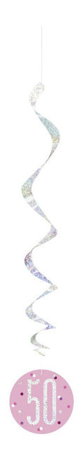 Hangdecoratie 50 Jaar Roze 81cm 6st van Unique koop je bij Partywinkel