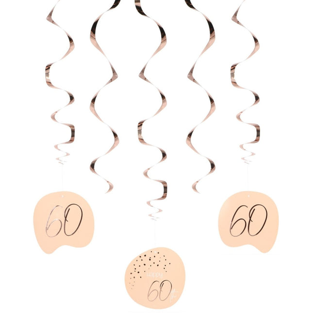 Hangdecoratie 60 Jaar Rose Goud 75cm 5st van Folat koop je bij Partywinkel