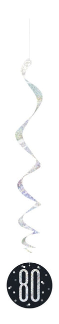Hangdecoratie 80 Jaar Zwart 81cm 6st van Unique koop je bij Partywinkel