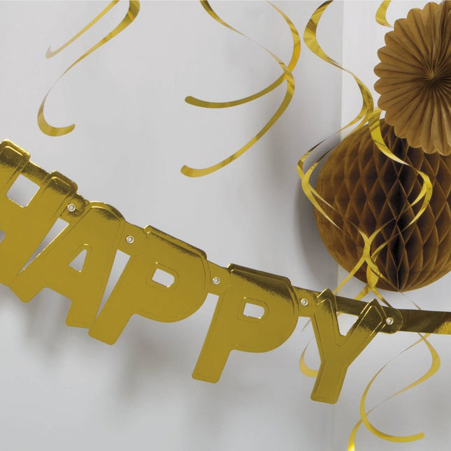 Hangdecoratie Goud 66cm 8st van Unique koop je bij Partywinkel