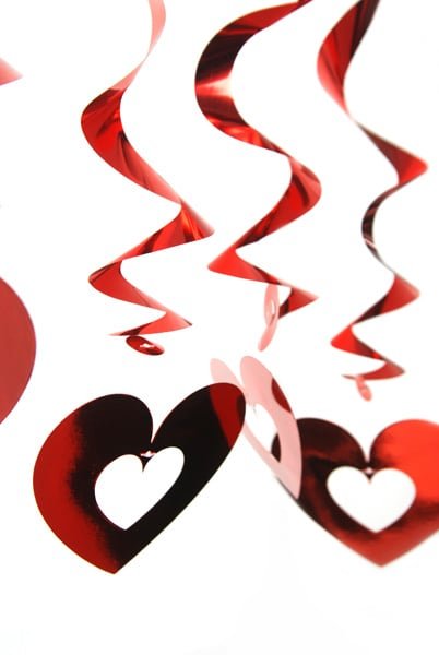 Hangdecoratie Hartjes Rood 60cm 5st van Partydeco koop je bij Partywinkel