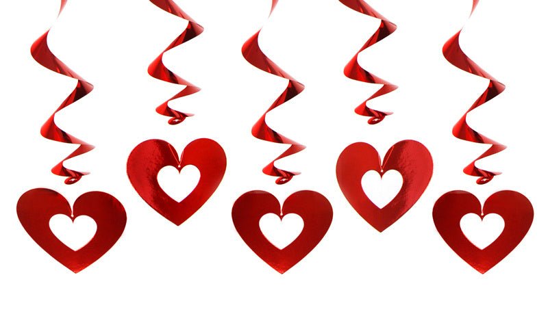 Hangdecoratie Hartjes Rood 60cm 5st van Partydeco koop je bij Partywinkel