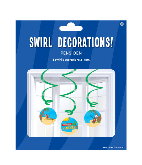 Hangdecoratie Pensioen 14cm 3st van Paper Dreams koop je bij Partywinkel