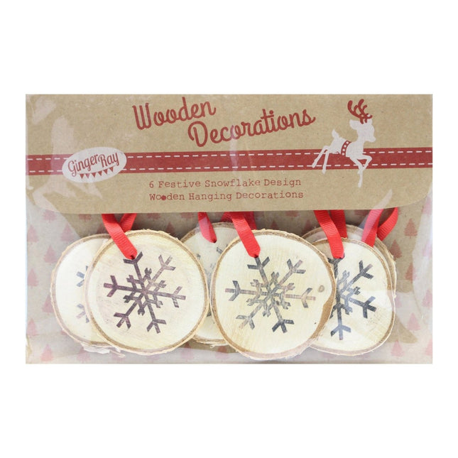 Hangdecoratie Sneeuwvlok Hout 6st van Ginger Ray koop je bij Partywinkel