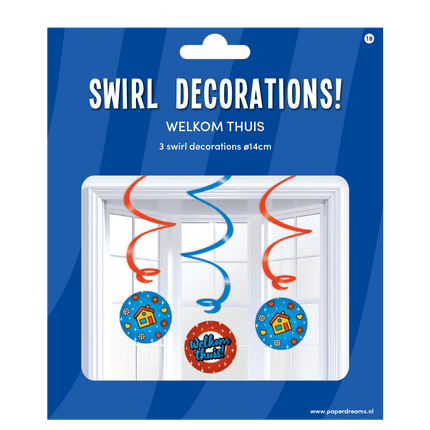 Hangdecoratie Welkom Thuis 14cm 3st van Paper Dreams koop je bij Partywinkel