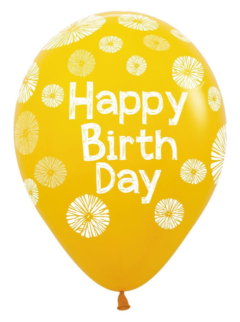 Happy Birthday Ballonnen Bloemen 30cm 25st van Sempertex koop je bij Partywinkel
