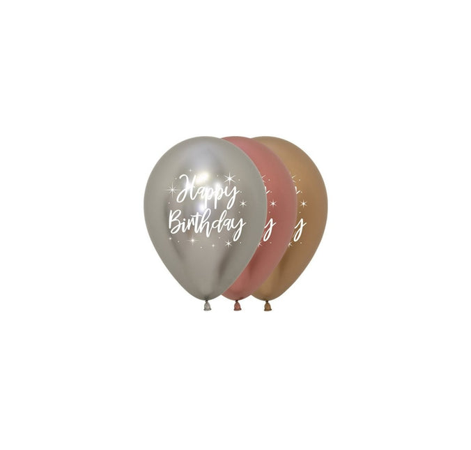 Happy Birthday Ballonnen Gekleurd Metallic 12cm 50st van Sempertex koop je bij Partywinkel
