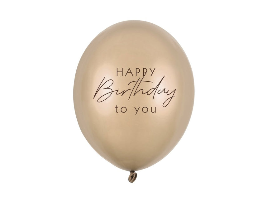 Happy Birthday Ballonnen Goud 30cm 50st van Partydeco koop je bij Partywinkel