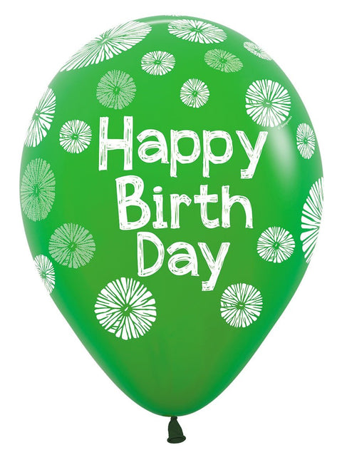 Happy Birthday Ballonnen Groen 30cm 25st van Sempertex koop je bij Partywinkel