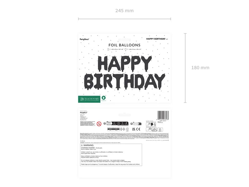 Happy Birthday Ballonnen Set Zwart van Partydeco koop je bij Partywinkel