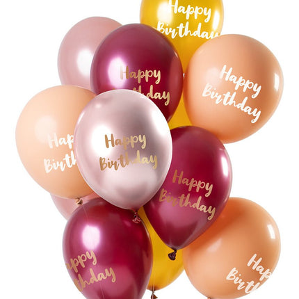 Happy Birthday Ballonnnen Roze 30cm 12st van Folat koop je bij Partywinkel