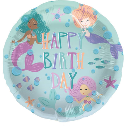 Happy Birthday Helium Ballon Zeemeermin Leeg 45cm van Folat koop je bij Partywinkel