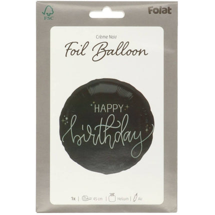 Happy Birthday Helium Ballon Zwart Wit Leeg 45cm van Folat koop je bij Partywinkel
