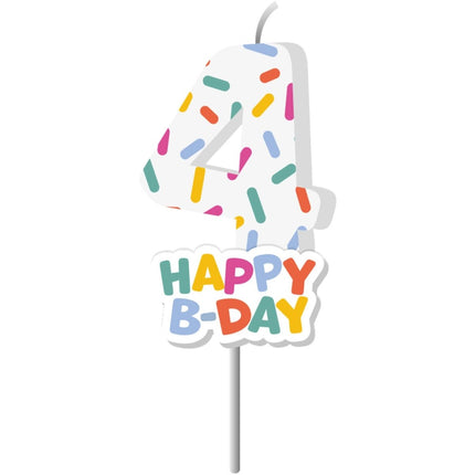 Happy Birthday Kaars 4 Jaar 7cm van Folat koop je bij Partywinkel