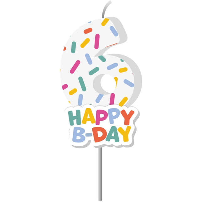 Happy Birthday Kaars 6 Jaar 7cm van Folat koop je bij Partywinkel