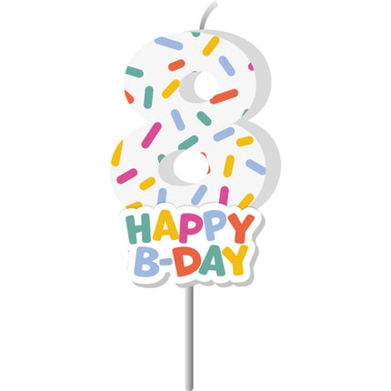 Happy Birthday Kaars 8 Jaar 7cm van Folat koop je bij Partywinkel