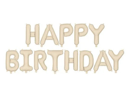 Happy Birthday Letter Ballon Beige 3,4m van Partydeco koop je bij Partywinkel