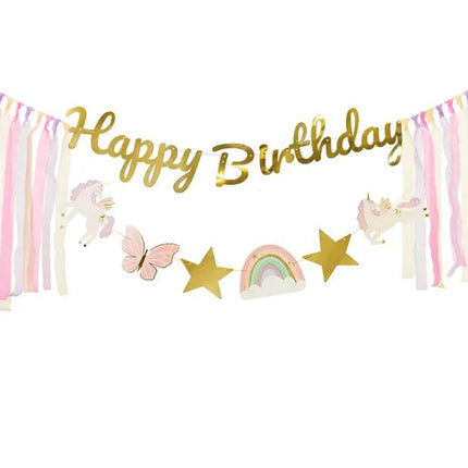 Happy Birthday Letterslinger Unicorn 2,3m van Partydeco koop je bij Partywinkel