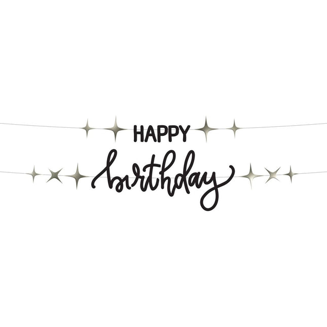 Happy Birthday Letterslinger Zwart 1,5m van Folat koop je bij Partywinkel