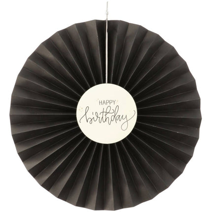 Happy Birthday Papieren Waaiers Zwart 3st van Folat koop je bij Partywinkel