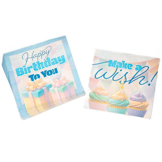 Happy Birthday Servetten Cup Cake 33cm 20st van VDV Benefit koop je bij Partywinkel
