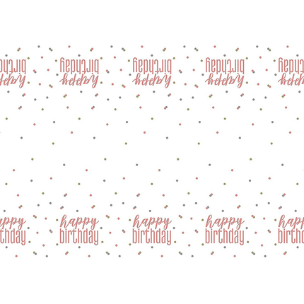 Happy Birthday Tafelkleed Rose Goud 2,13m van Unique koop je bij Partywinkel