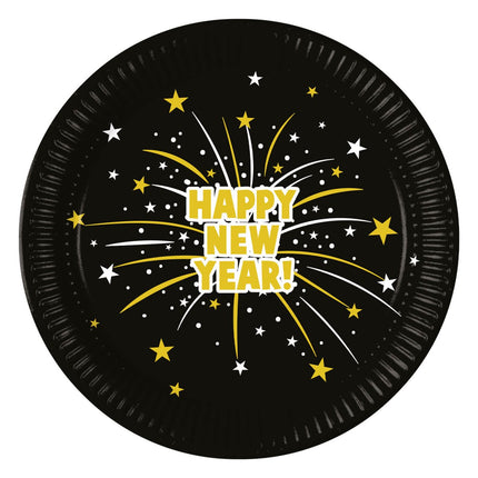 Happy New Year Borden Papier 23cm 8st van Procos koop je bij Partywinkel