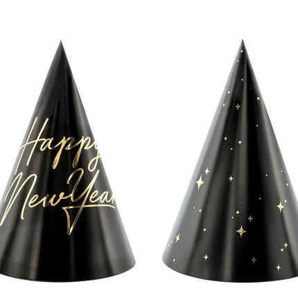 Happy New Year Feesthoedjes 16cm 6st van Partydeco koop je bij Partywinkel