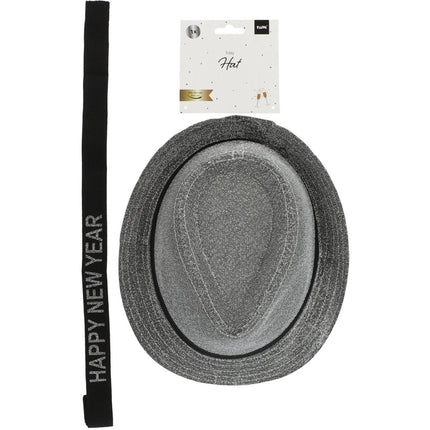 Happy New Year Hoed Zilver 59cm van Folat koop je bij Partywinkel