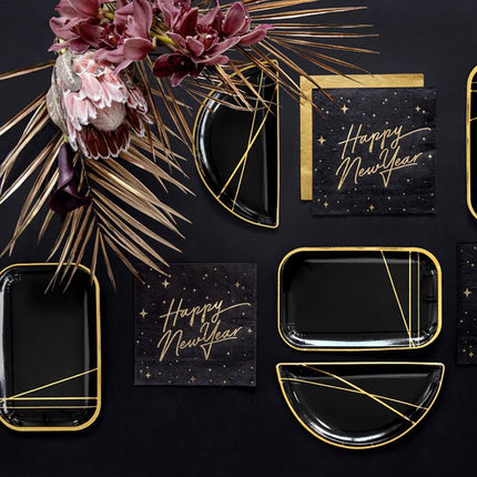 Happy New Year Servetten Zwart 33cm 20st van Partydeco koop je bij Partywinkel