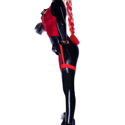 Harley Quinn Catsuit Rood Zwart Dames Leg Avenue van Leg Avenue koop je bij Partywinkel