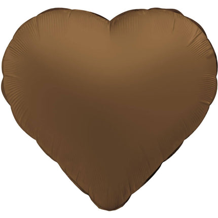Hart Helium Ballon Chocolade Bruin Leeg 45cm van Folat koop je bij Partywinkel