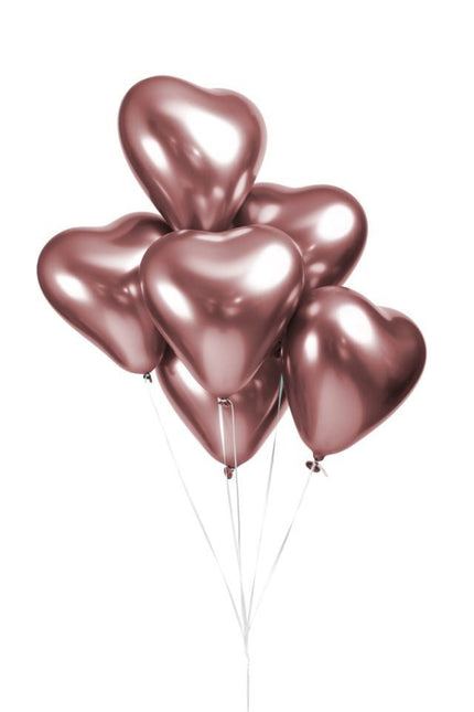 Hartjes Ballonnen Rose Goud 30cm 6st van WeFiesta koop je bij Partywinkel