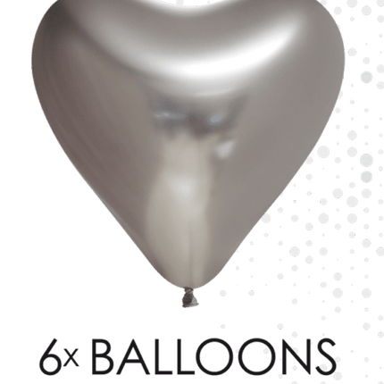 Hartjes Ballonnen Zilver 30cm 6st van WeFiesta koop je bij Partywinkel