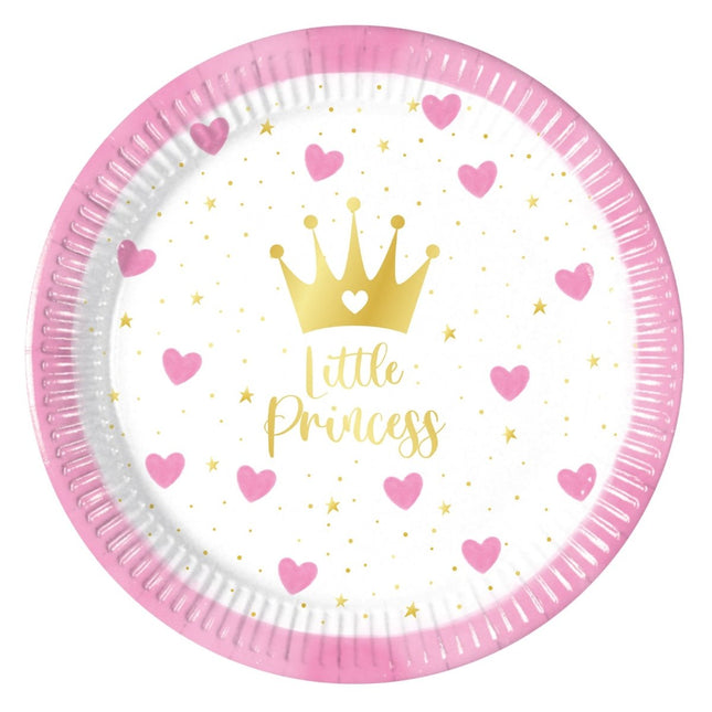 Hartjes Borden Little Princess 20cm 8st van Procos koop je bij Partywinkel