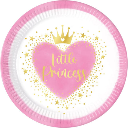 Hartjes Borden Little Princess 23cm 8st van Procos koop je bij Partywinkel