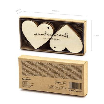 Hartjes Hangers Hout 6cm 10st van Partydeco koop je bij Partywinkel