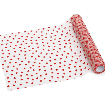 Hartjes Tafelloper Rood Tule 9m van Partydeco koop je bij Partywinkel