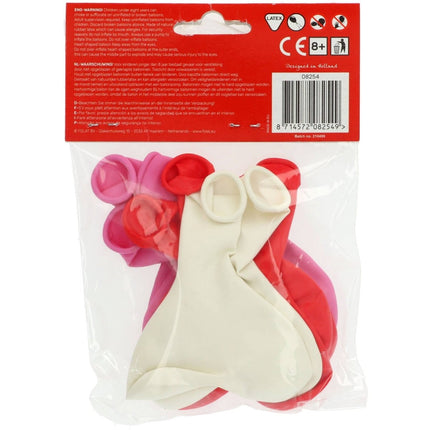 Rood Roze Hartjes Ballonnen 25cm 8st van Folat koop je bij Partywinkel