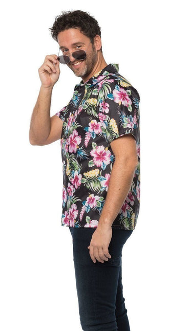 Hawai Shirt Zwart van Partychimp koop je bij Partywinkel